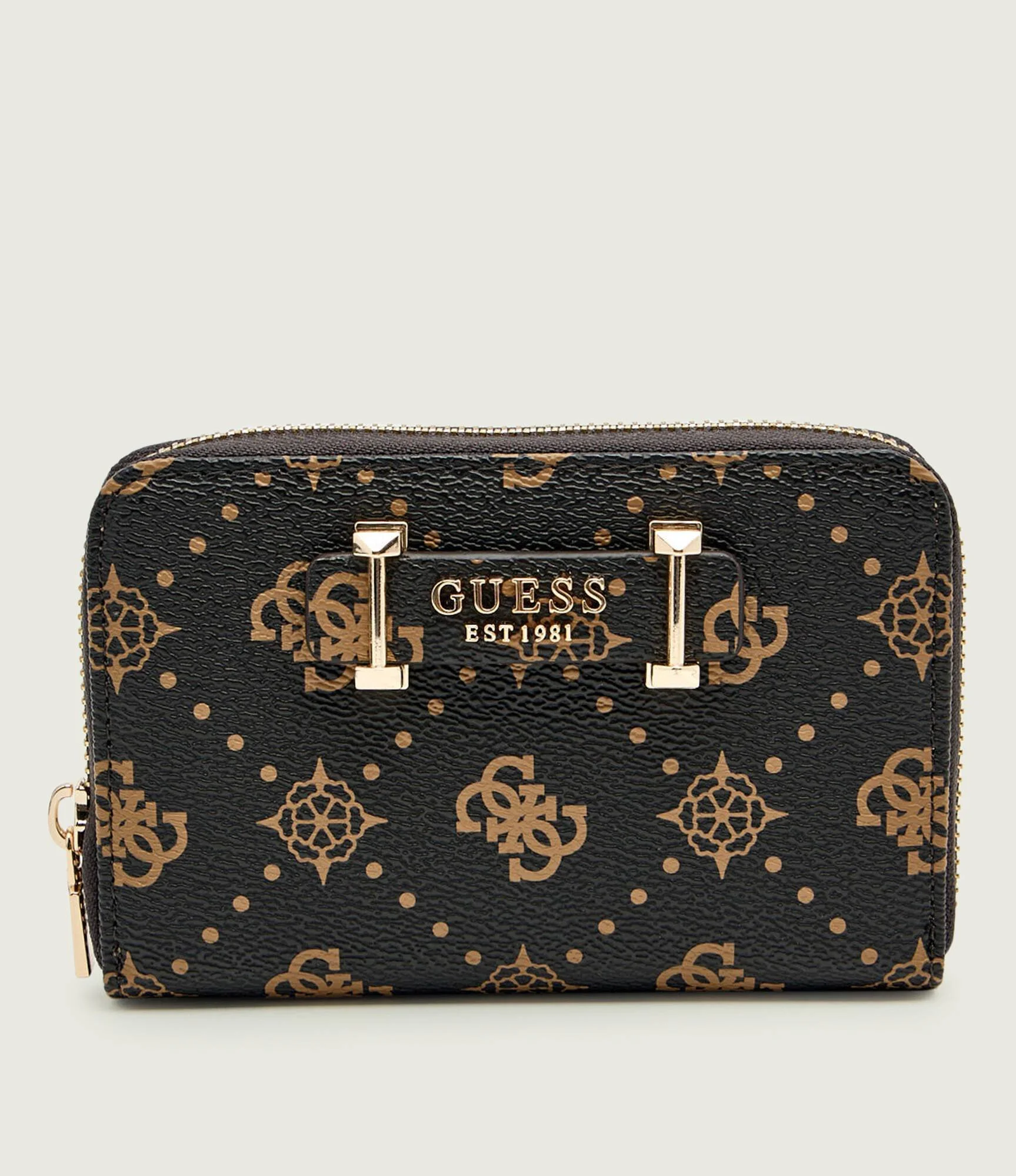 Guess Women's Brown Print Zip Around PU Wallet