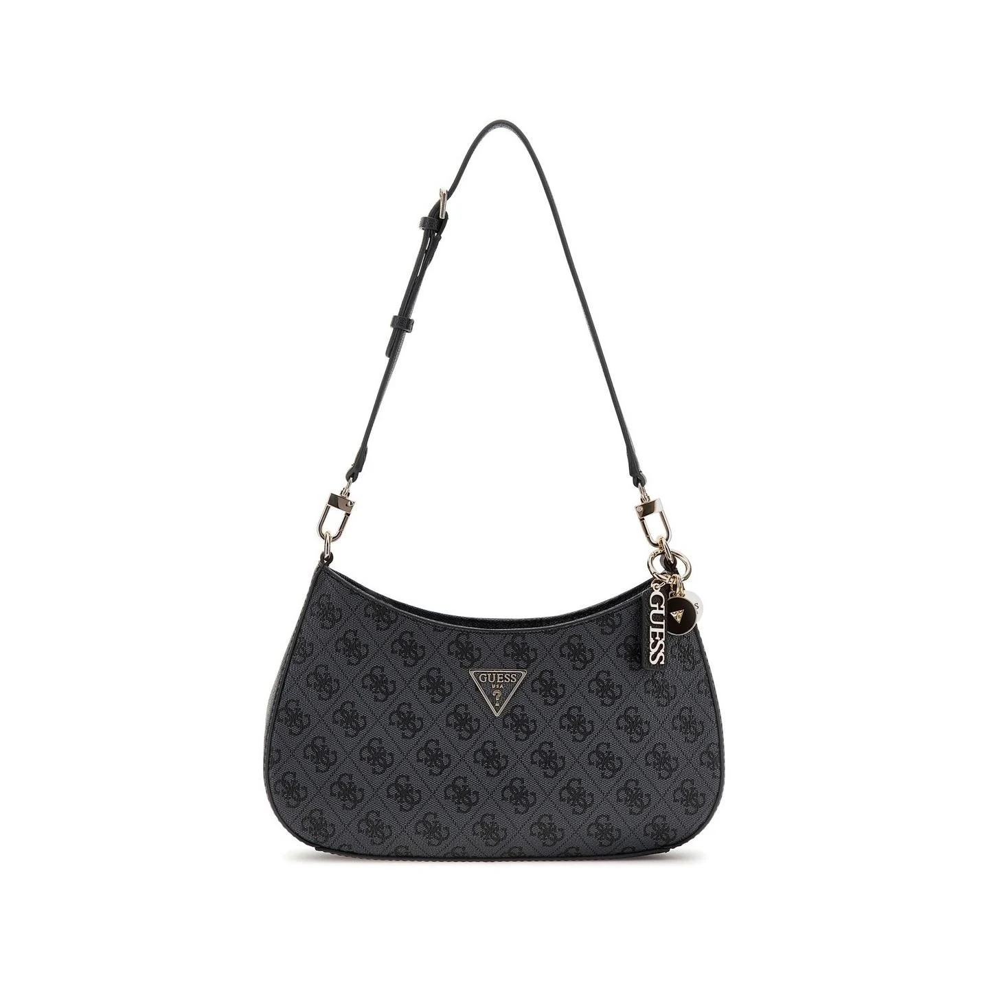 Guess Women's Grey Handbag with Zip Closure and Multiple Pockets