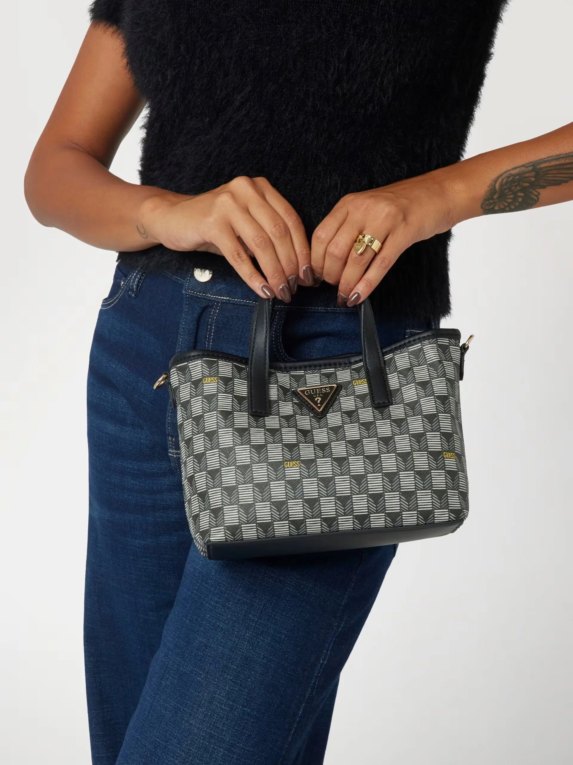 Guess Women's Black Handbag with Button Closure - Stylish & Practical