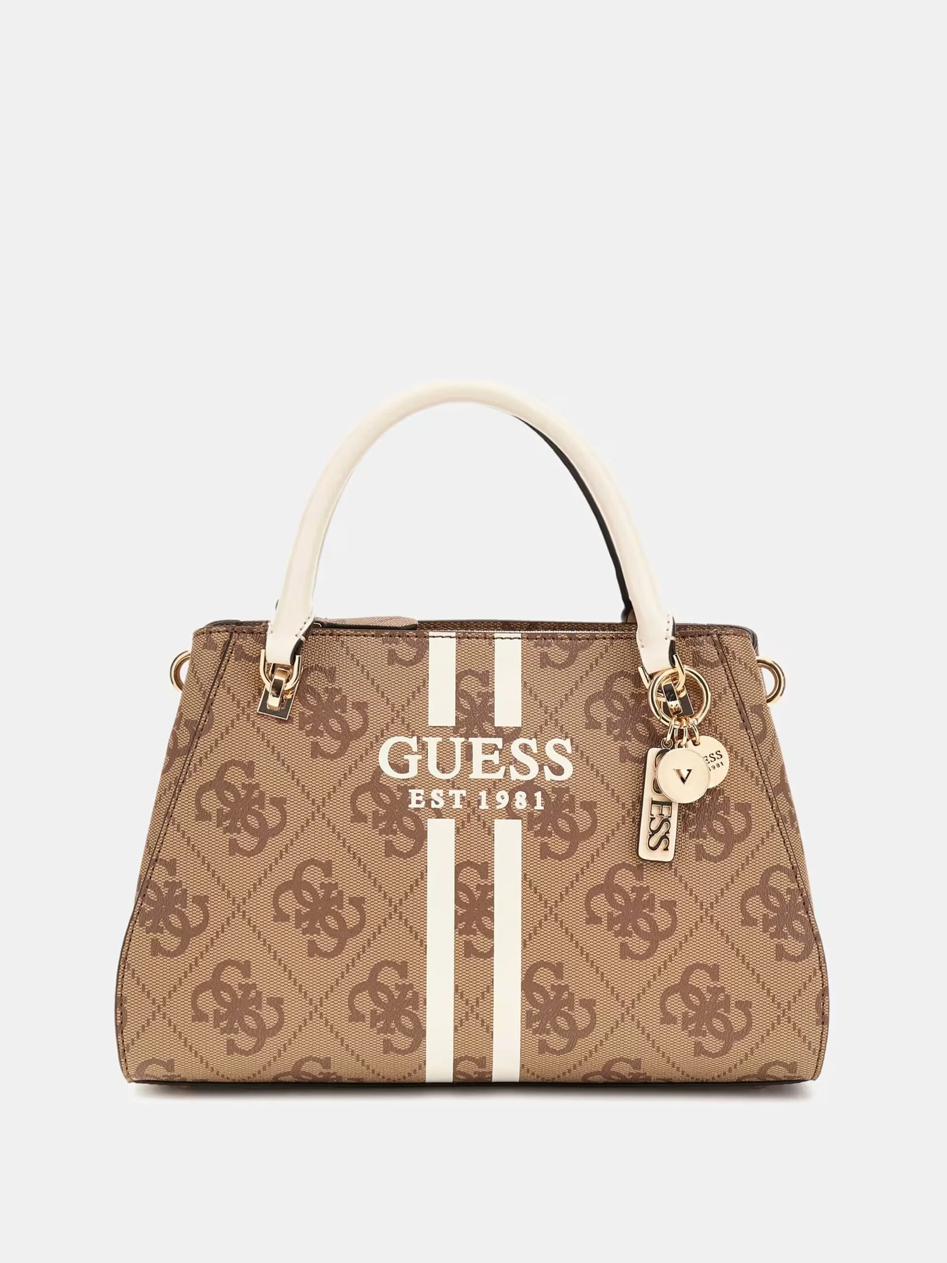 Guess Women's Beige Print Handbag with Shoulder Strap