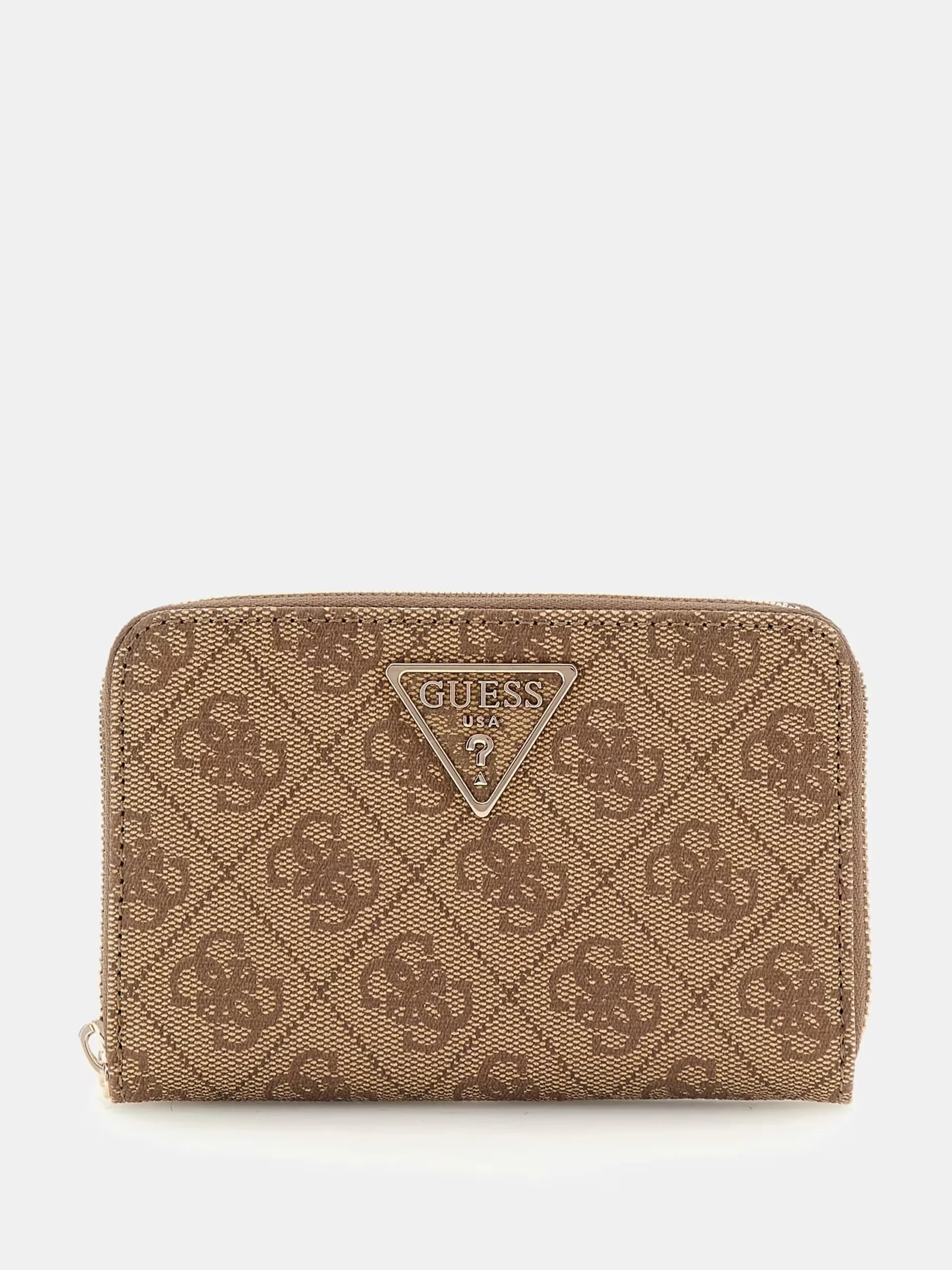 Guess Women’s Beige Printed Zip Wallet with Inside Pockets