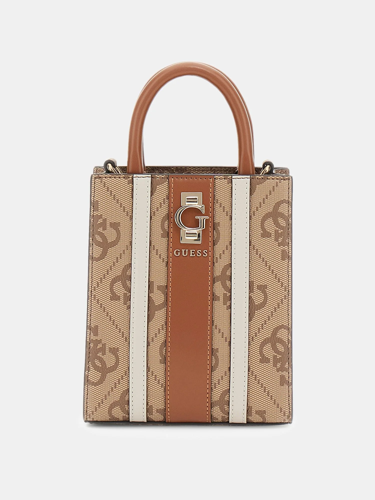 Guess Women's Brown Printed Handbag with Shoulder Strap