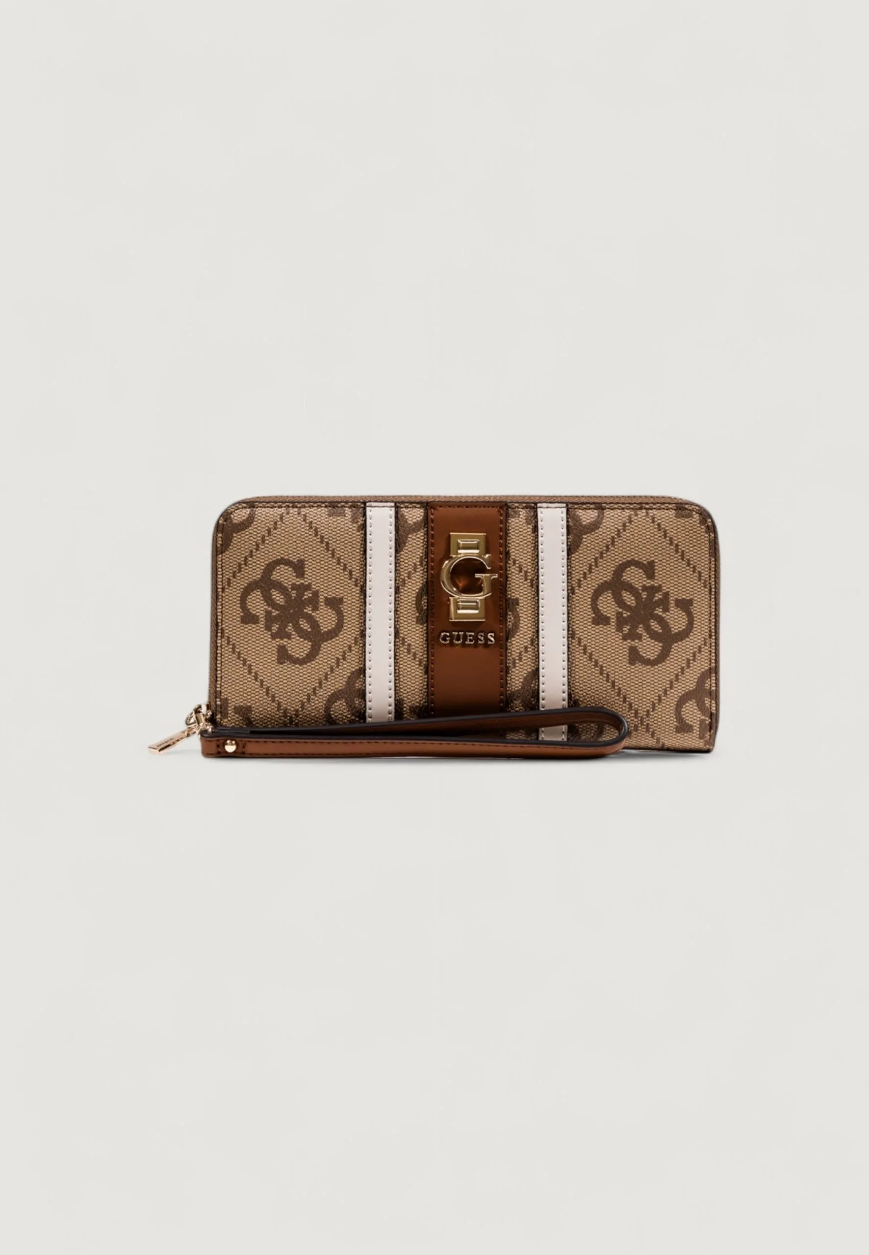 Guess Women's Beige Print Zip Around Wallet