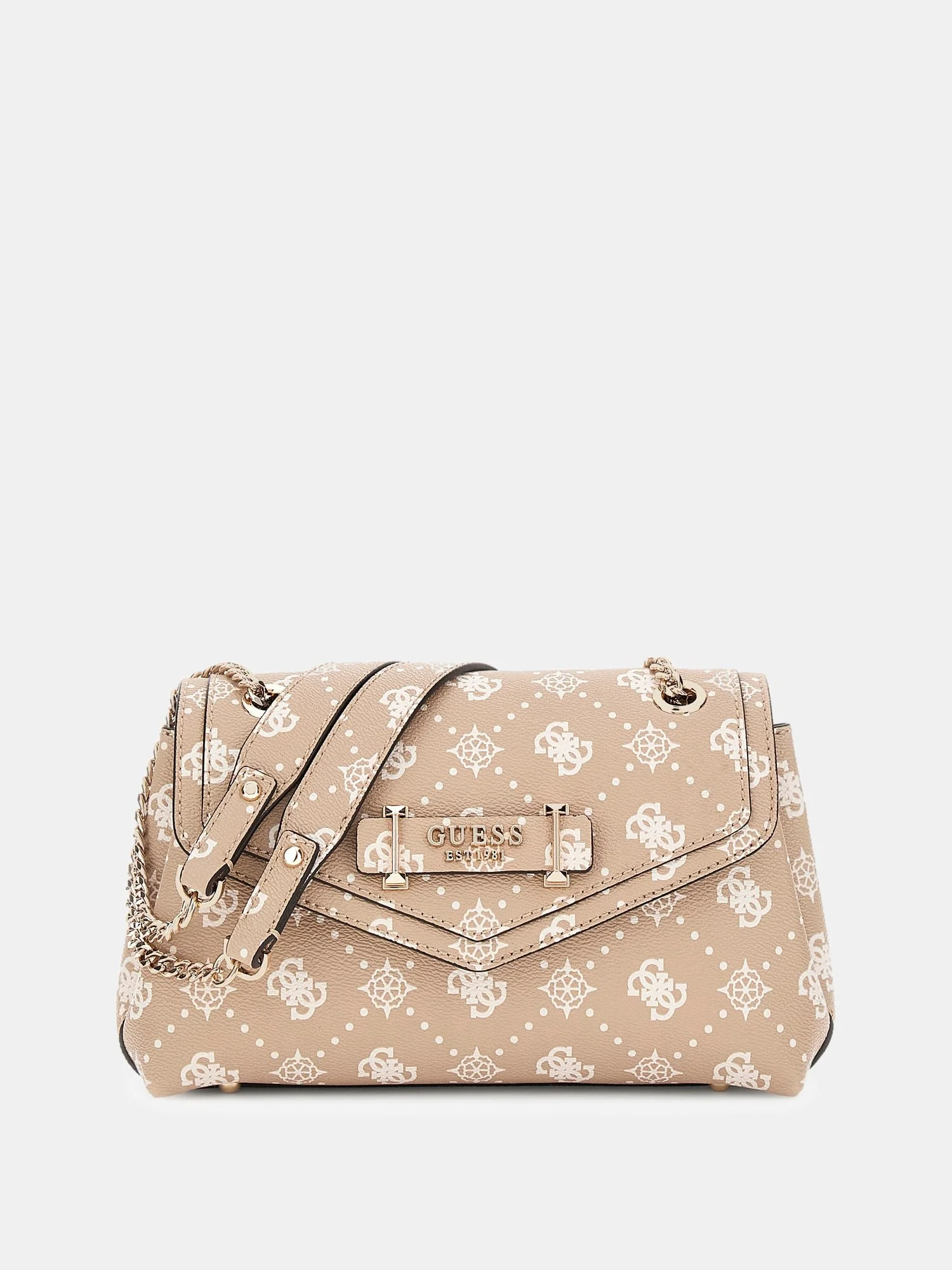 Guess Women's Beige Printed Handbag - Chic and Functional