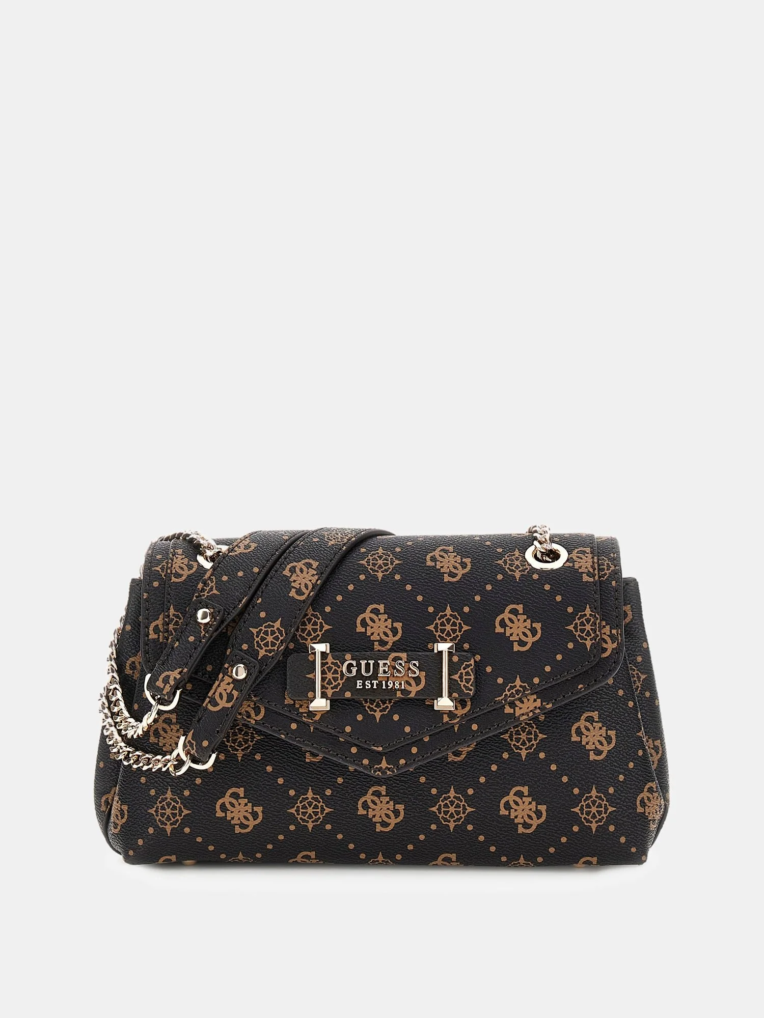 Guess Women's Brown Printed Handbag - Chic and Functional
