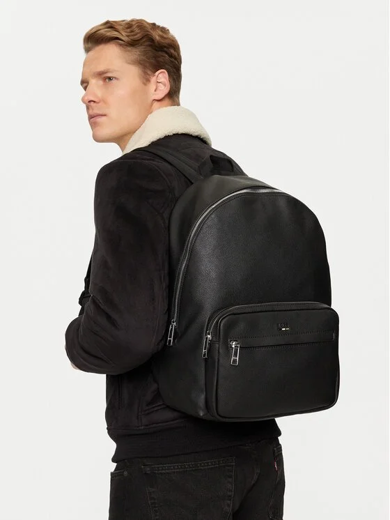 Boss Men's Black Rucksack with Zipper Closure for Fall/Winter