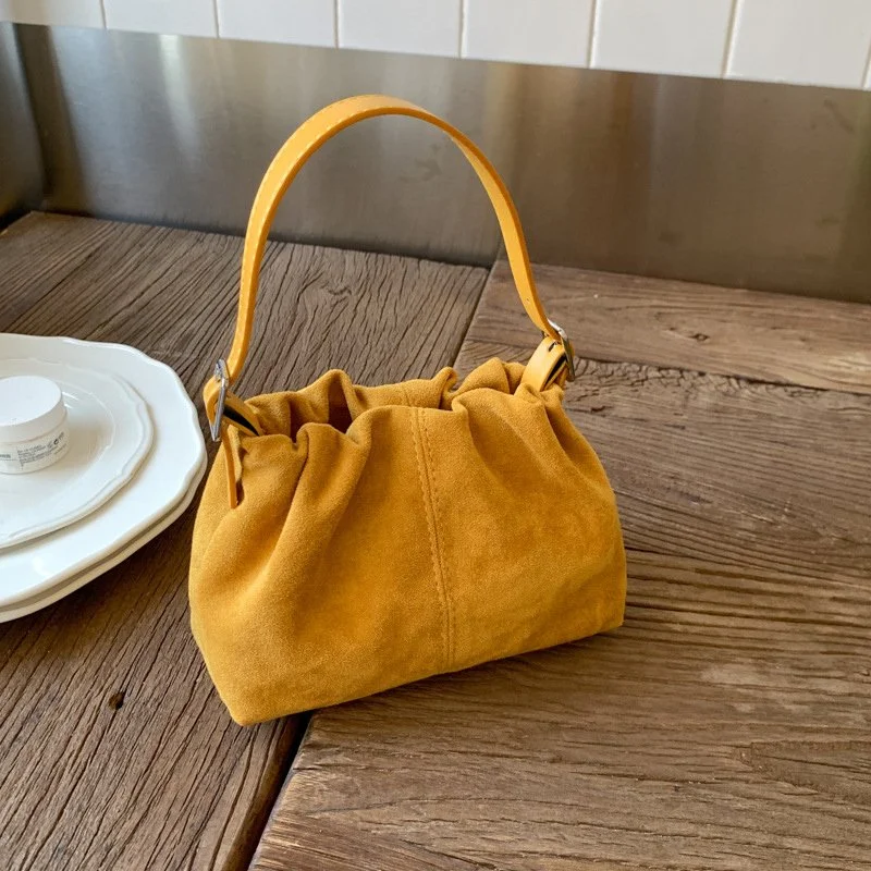 Chic Faux Suede Shoulder & Crossbody Bag – Soft Flap Cloud Design
