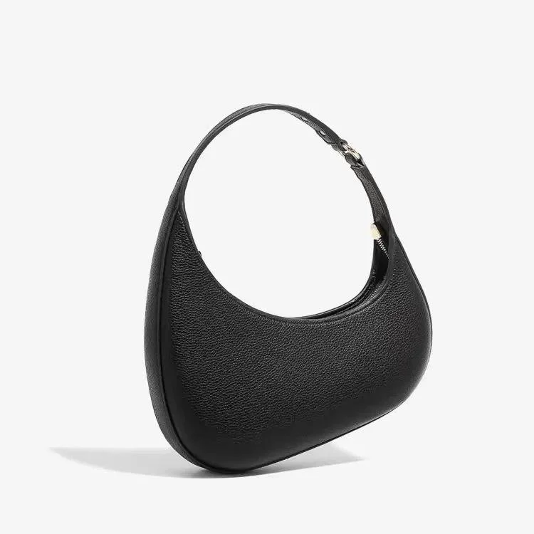 Textured Half Moon Shoulder Bag – Chic PU Leather Sailboat Purse