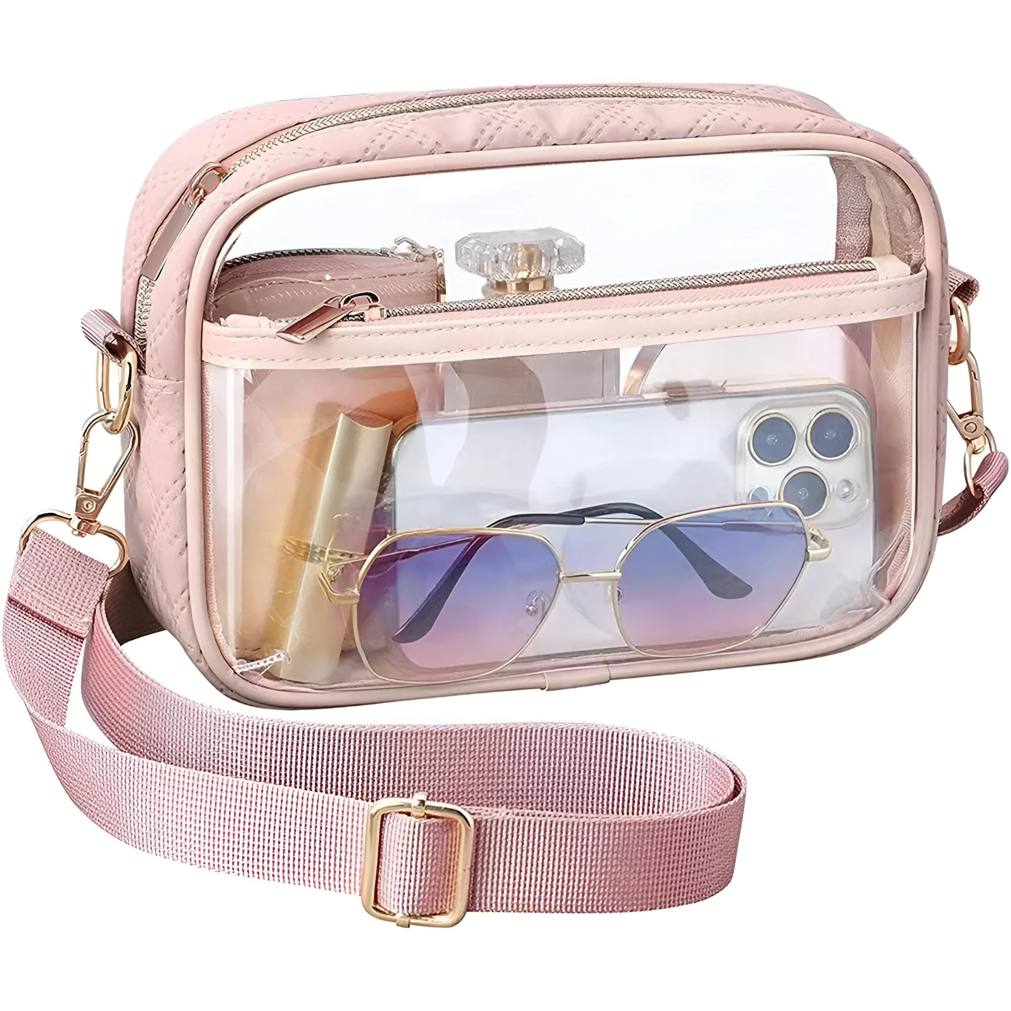 Transparent Waterproof Crossbody Bag with Adjustable Strap – Clear Stadium-Approved Shoulder Bag