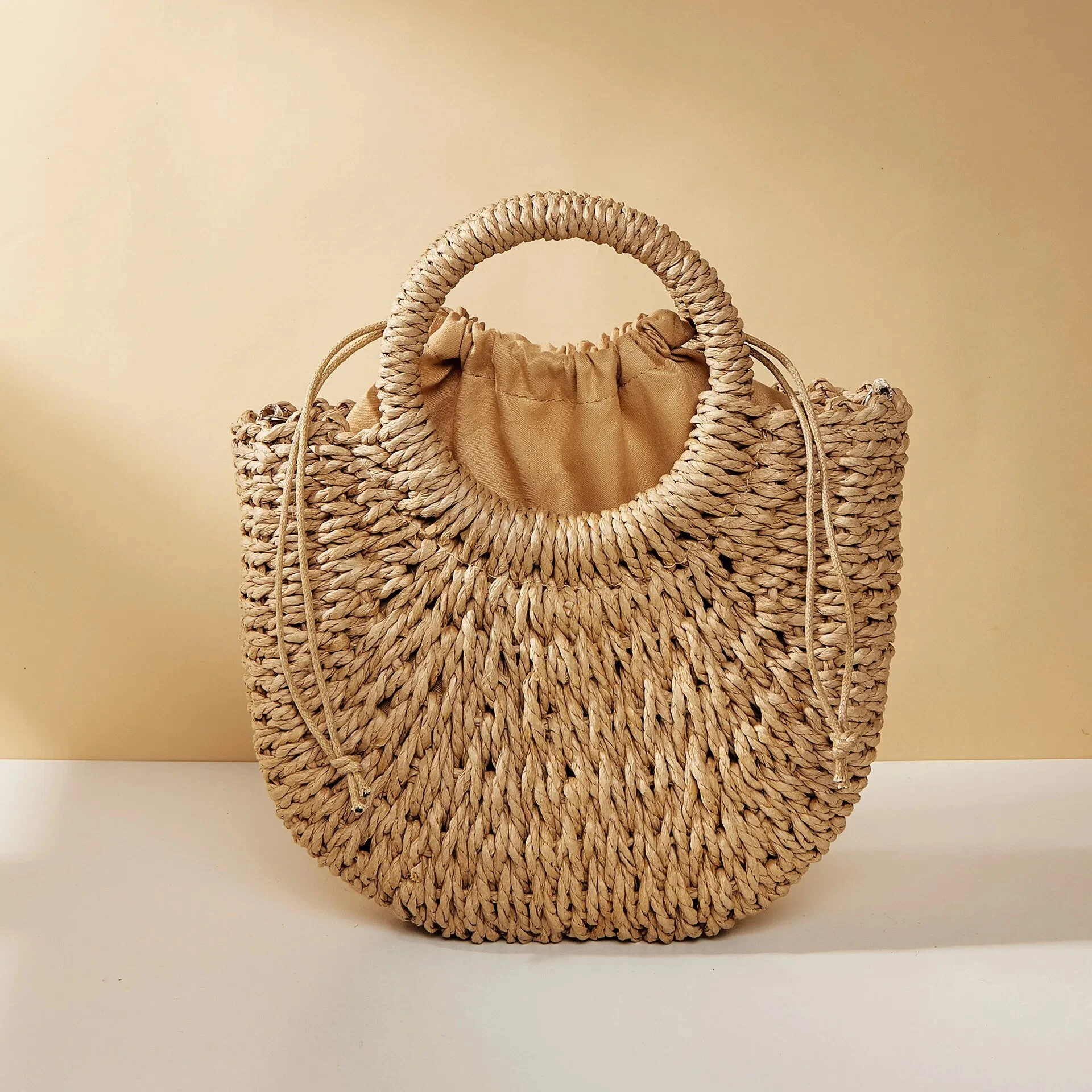 Handwoven Rattan Half-Moon Beach Bag – Large Capacity Summer Shoulder & Crossbody Bag