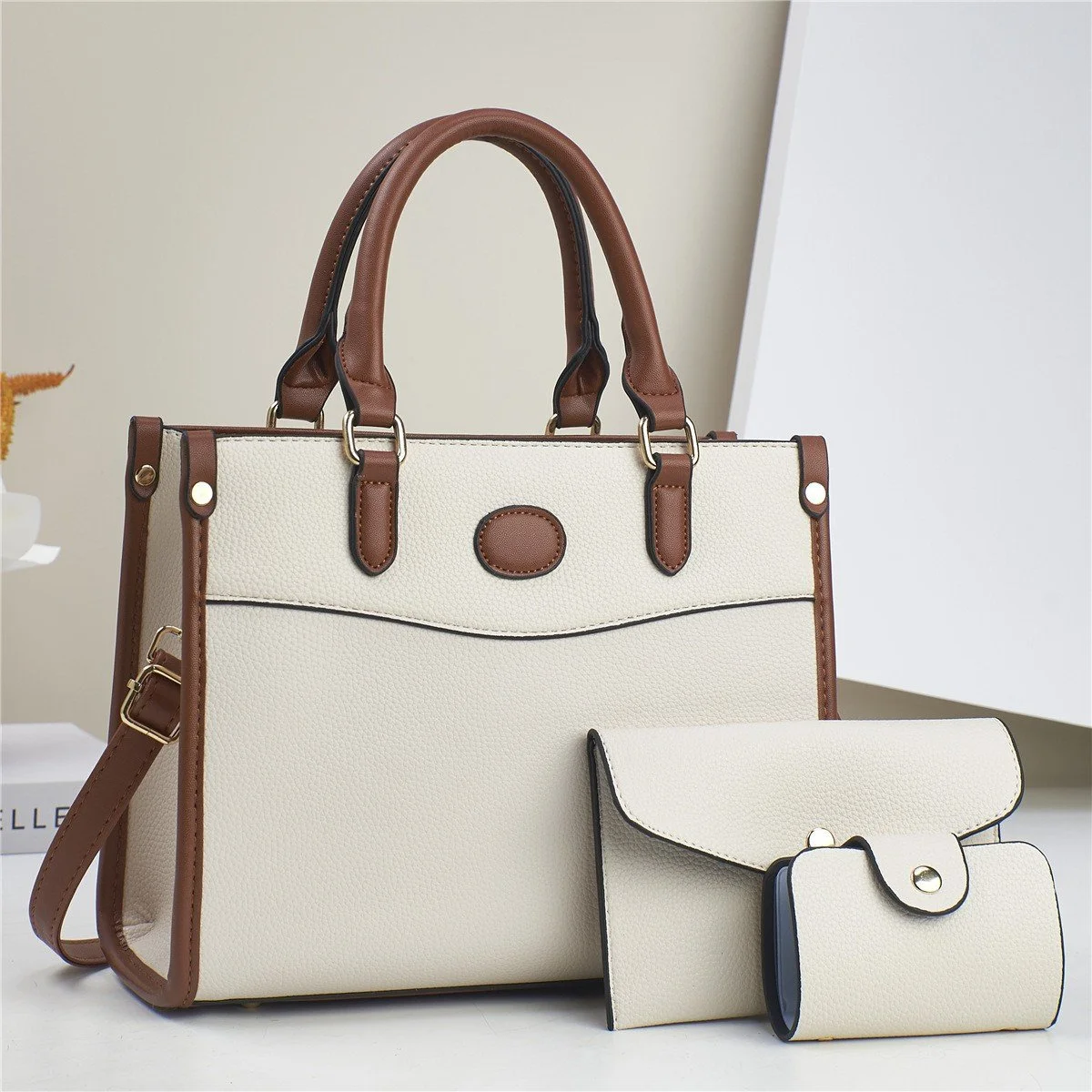 3-Piece Women’s PU Leather Tote, Shoulder & Crossbody Bag Set