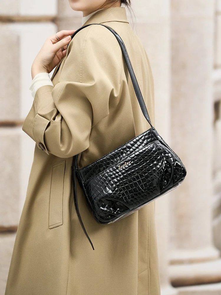 Stylish Black Cow Leather Crossbody Bag - Genuine Leather Messenger Bag