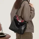Large Black Shoulder Bag for Women – Designer Crossbody with Laptop & Phone Storage