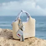 Stylish Straw Tote Bag with Strap - Seaside Beach Handbag & Messenger Bag