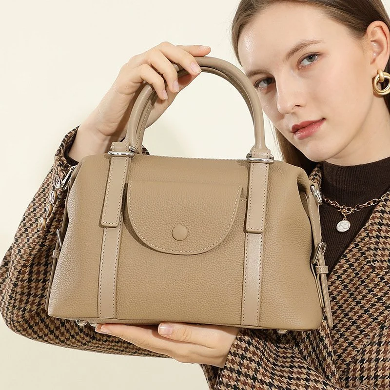Luxury Cowhide Leather Pillow Tote Handbag for Women