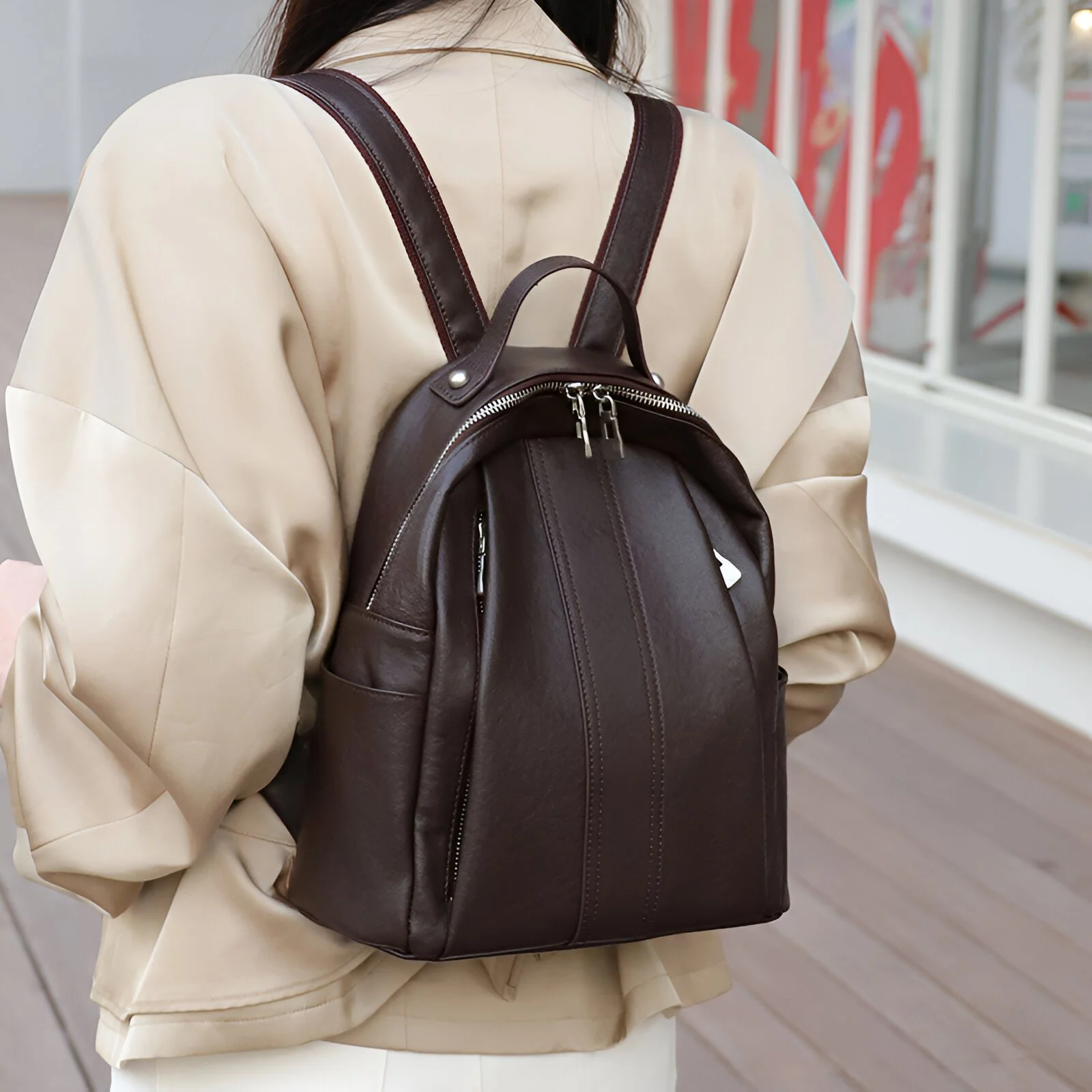 Luxury Genuine Leather Backpack for Women – Designer Travel & School Daypack