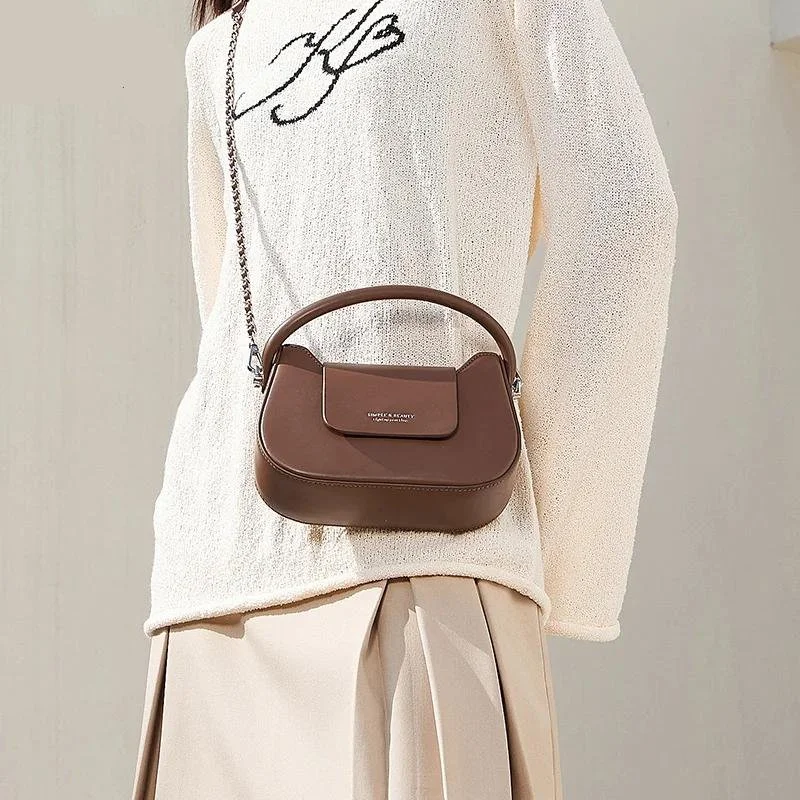 Small Crossbody Chain Bag with Heart Handle - Cute Square Shoulder Purse