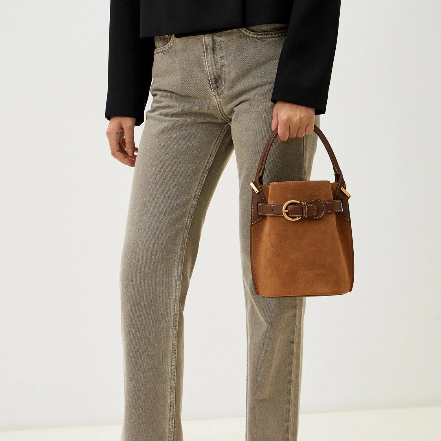 Luxury Suede Bucket Bag – Trendy Drawstring Shoulder Handbag