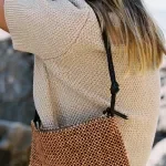 Beaded Shoulder Bag – Chic Handbag with Knot Strap & Zipper Pocket