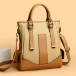 Luxury Patchwork Leather Tote Bag for Women – Large Capacity Shoulder & Crossbody Handbag