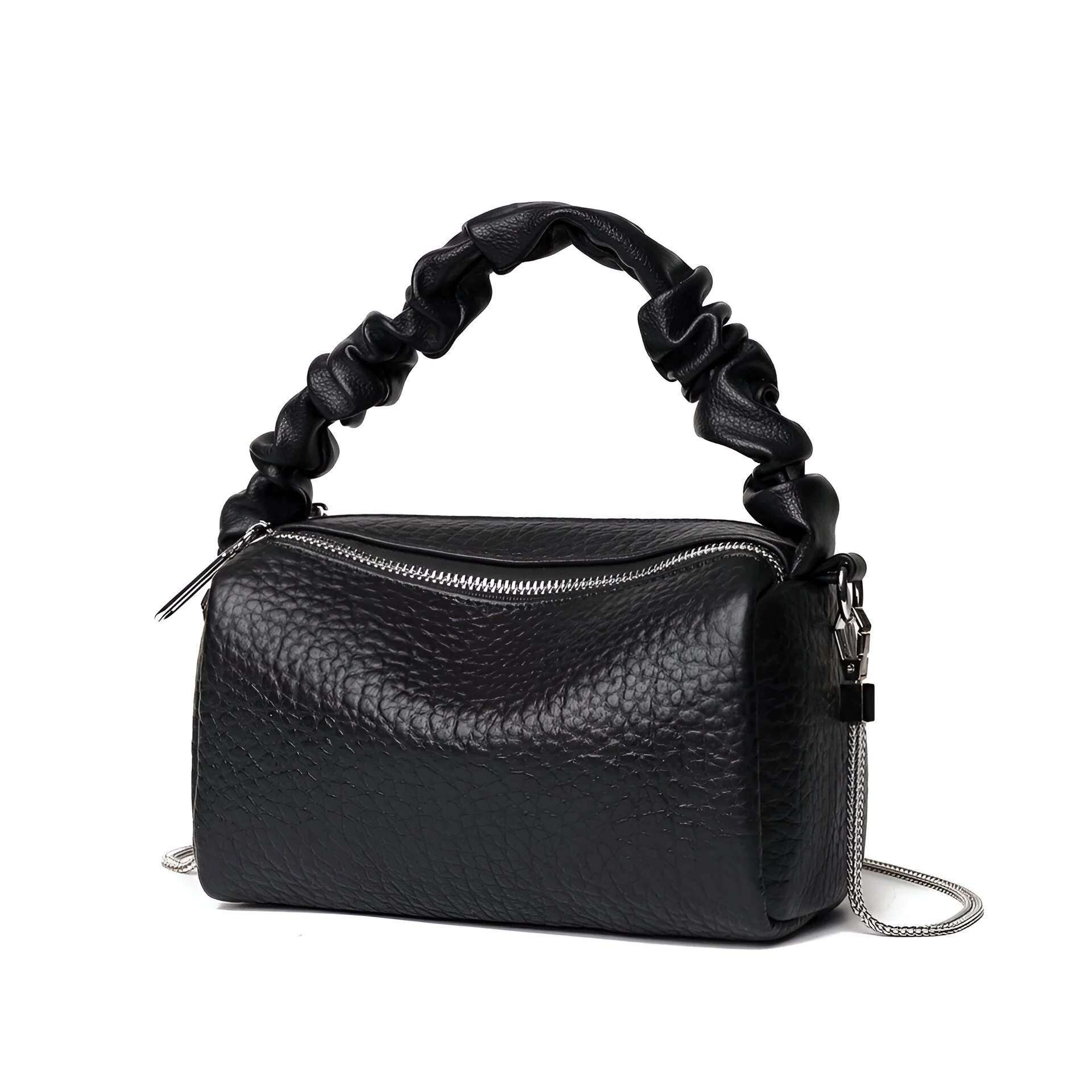 Ladies Genuine Cowhide Leather Shoulder Bag – Soft Chain Crossbody Purse