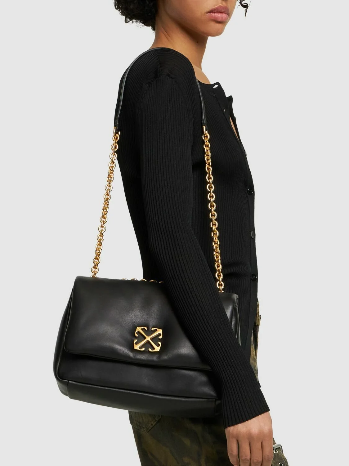 Off-White Women's Black Leather Shoulder Bag