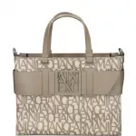 Armani Exchange Women's Grey Printed Handbag with Shoulder Strap