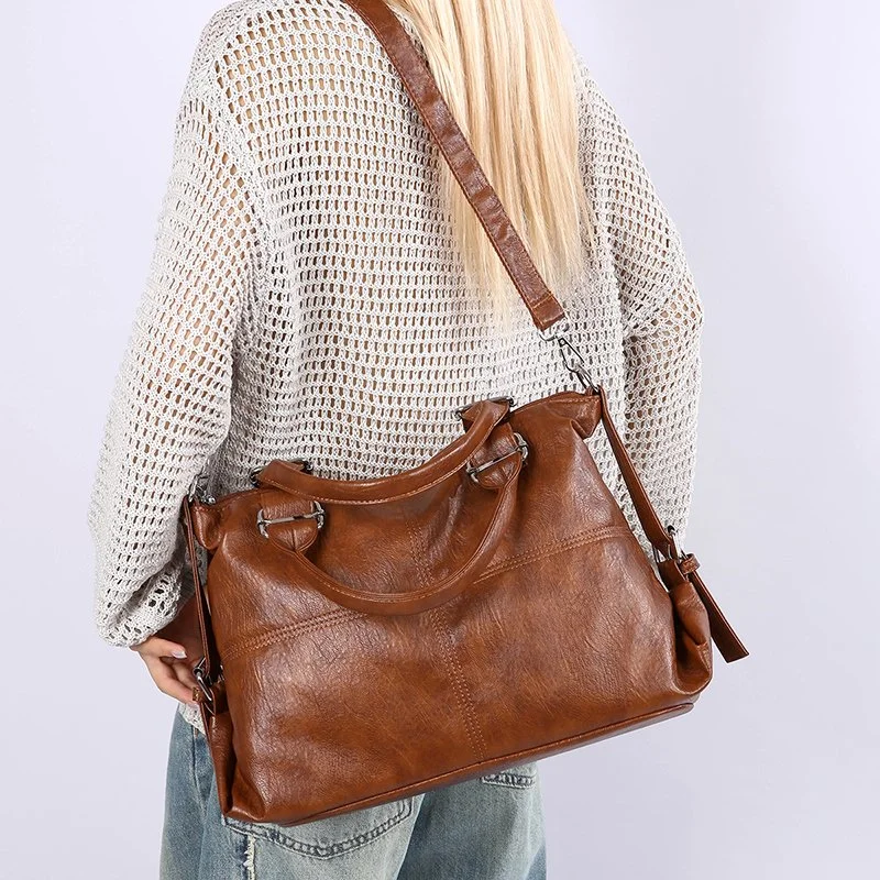 Women's Soft PU Leather Multi-Way Shoulder & Crossbody Tote Bag