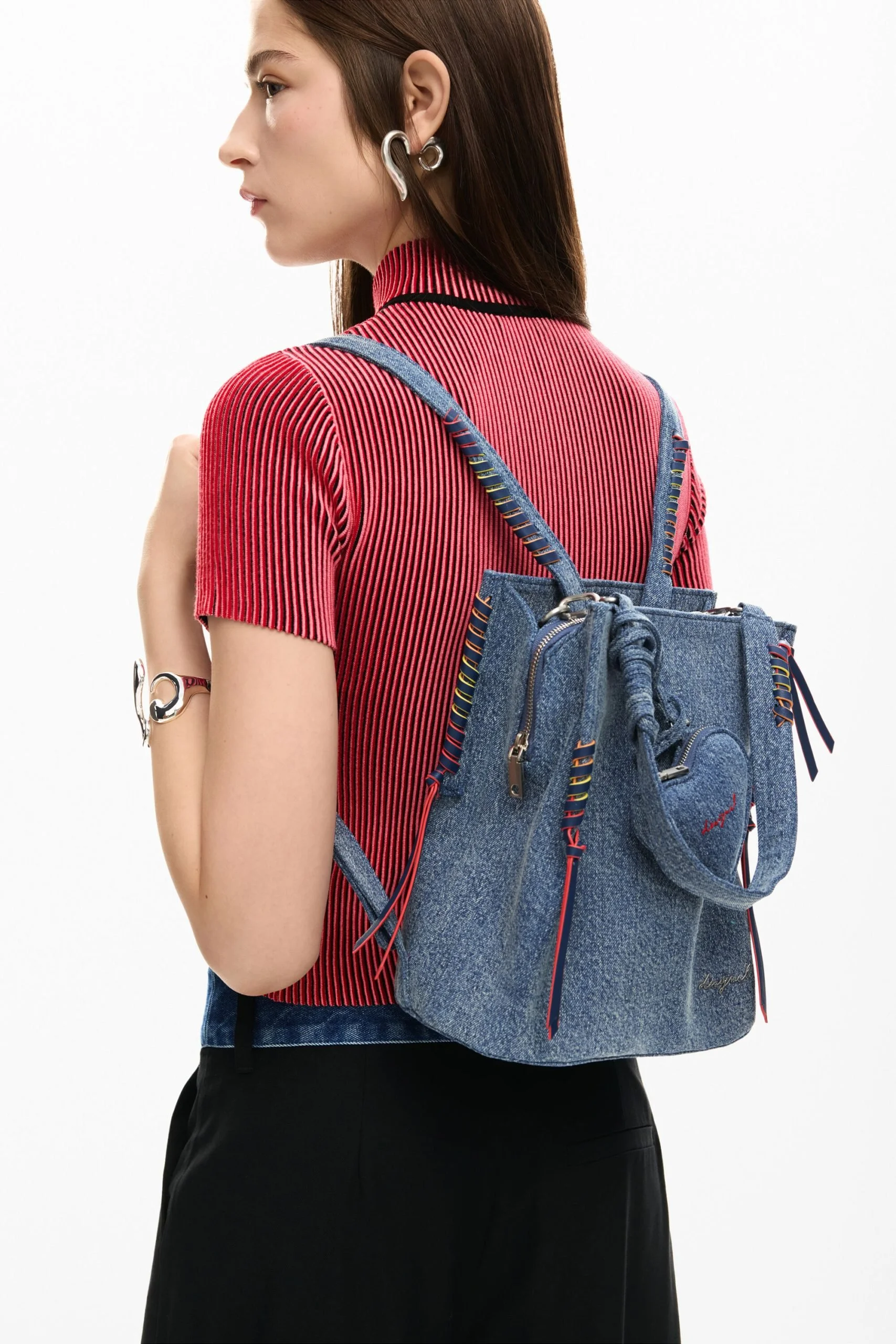 Desigual Denim Heart Mini Backpack for Women