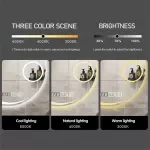 LED-Lit Round Frameless Smart Bathroom Mirror - Anti-Fog, 3-Color Lighting, Wall Mounted