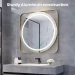Modern Round LED Illuminated Bathroom Mirror - Fogless Touch Control, 8-inch Aluminum Frame
