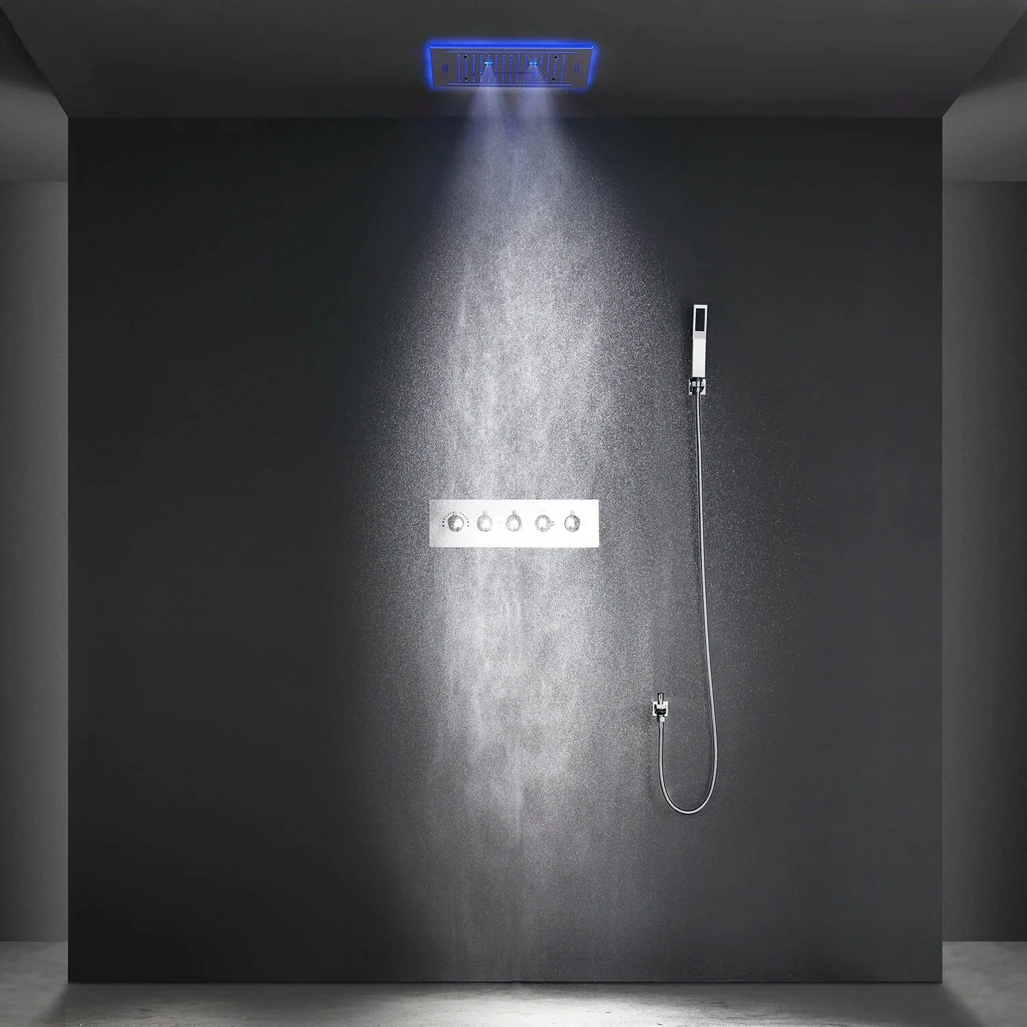 16 Inch Remote LED Shower Head Set Spray Rainfall SPA Steam Mist Bluetooth Music