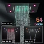 Luxury Gold Thermostatic LED Shower Set with Rainfall & Waterfall Ceiling Mount