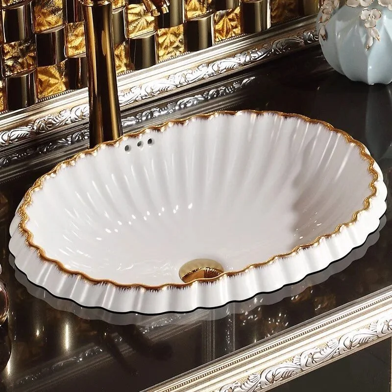 Elegant European-Style Oval Ceramic Bathroom Basin