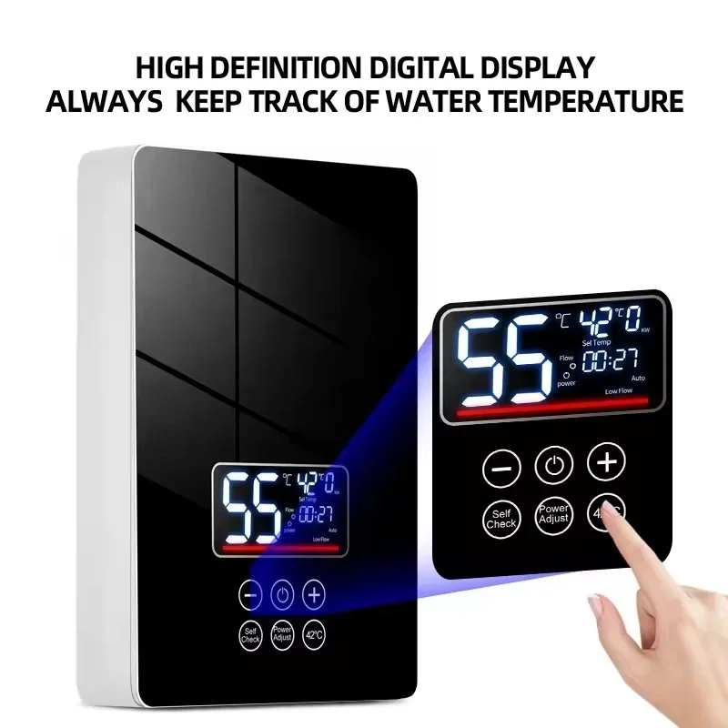 Electric Instant Hot Water Heater 6000W/7000W - Tankless Boiler with Digital Thermostat for Bathroom and Kitchen