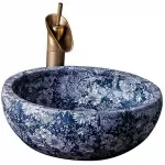 Artisan Blue & White Ceramic Basin - European Style Countertop Washbowl