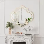 Modern Farmhouse Wall Mirror with Golden Rim - 30"x35"