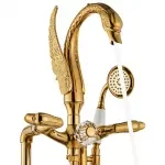 Gold Floor Stand Swan Bathtub Faucet