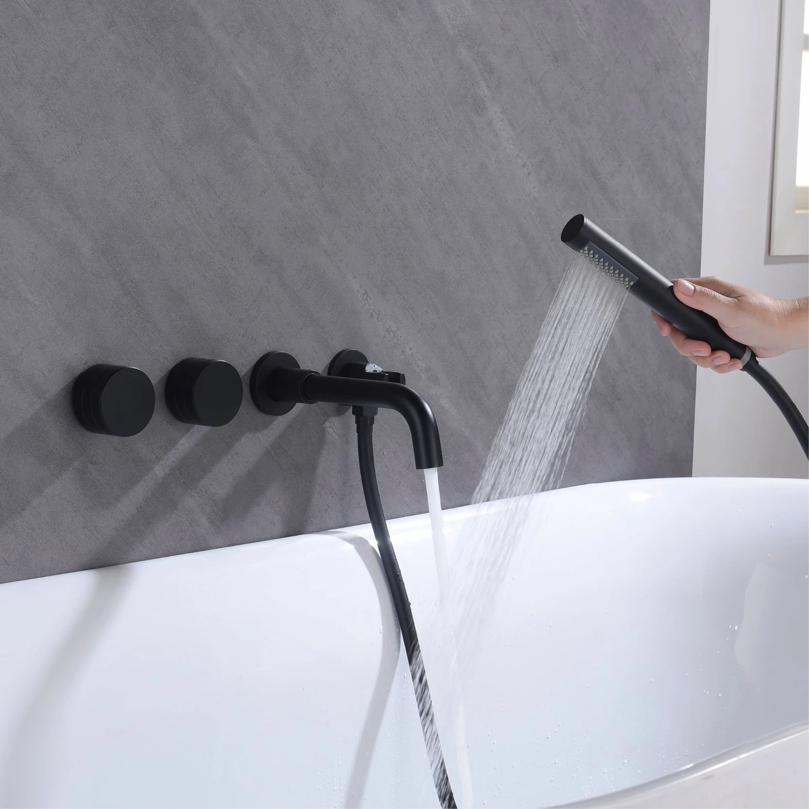 Luxurious Black Brass Wall-Mounted Bathroom Faucet with Dual Hot & Cold Control