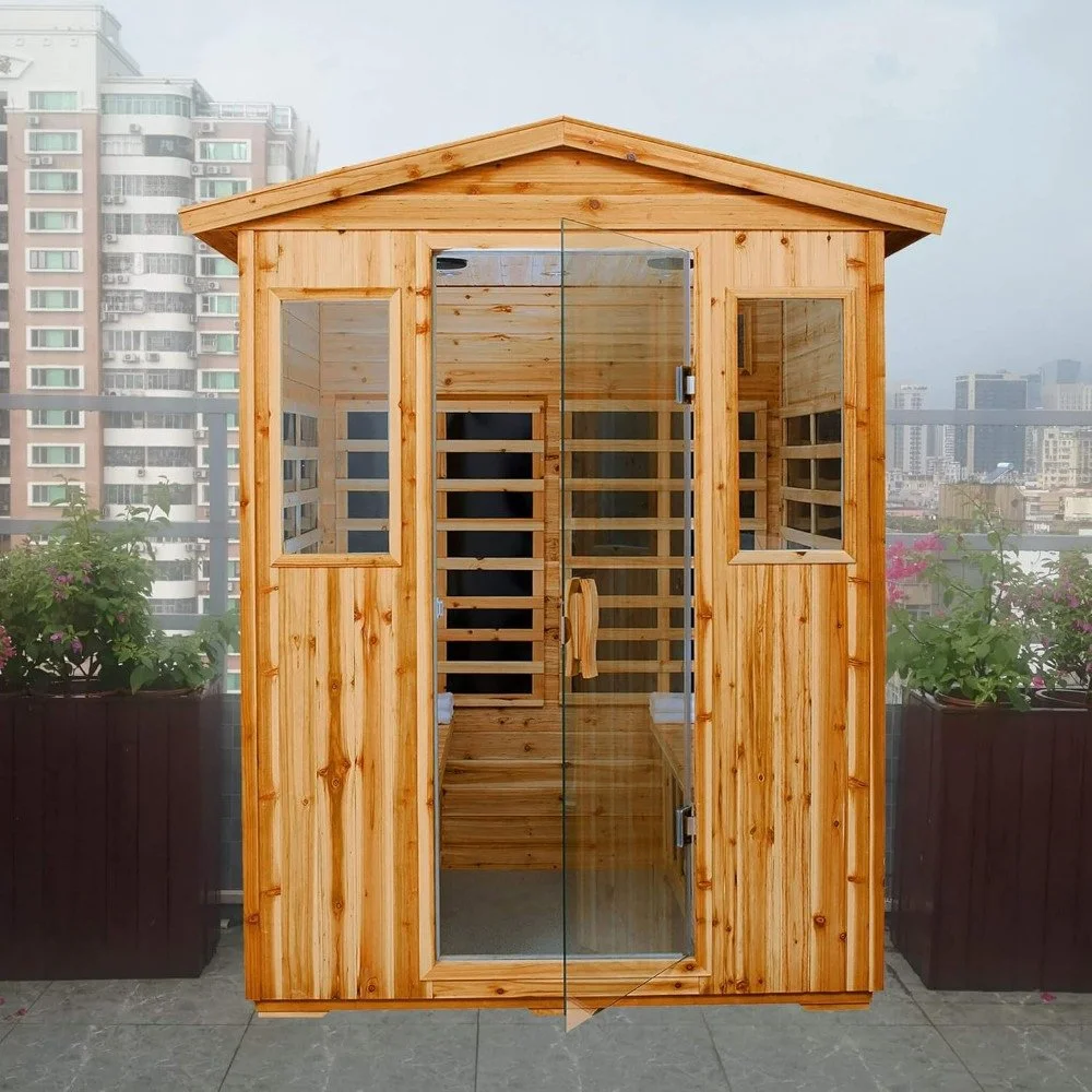 4-Person Outdoor Infrared Sauna with Bluetooth & LED Lighting, 2050W