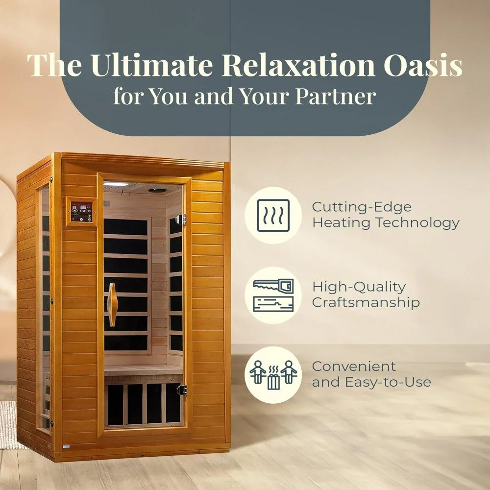 Luxury 2-Person Infrared Sauna with Canadian Hemlock Wood