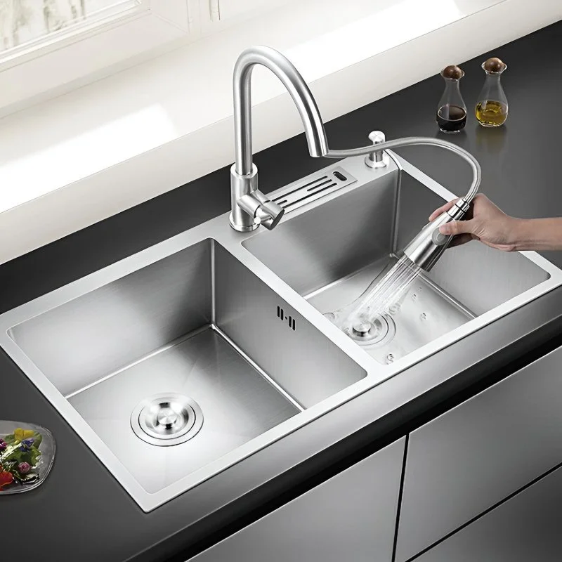 Stainless Steel Undermount Kitchen Sink with Knife Holder and Wash Basin