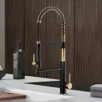 Luxury Brass Kitchen Faucet with Magnetic Suction and Dual-Control, Retractable Spout