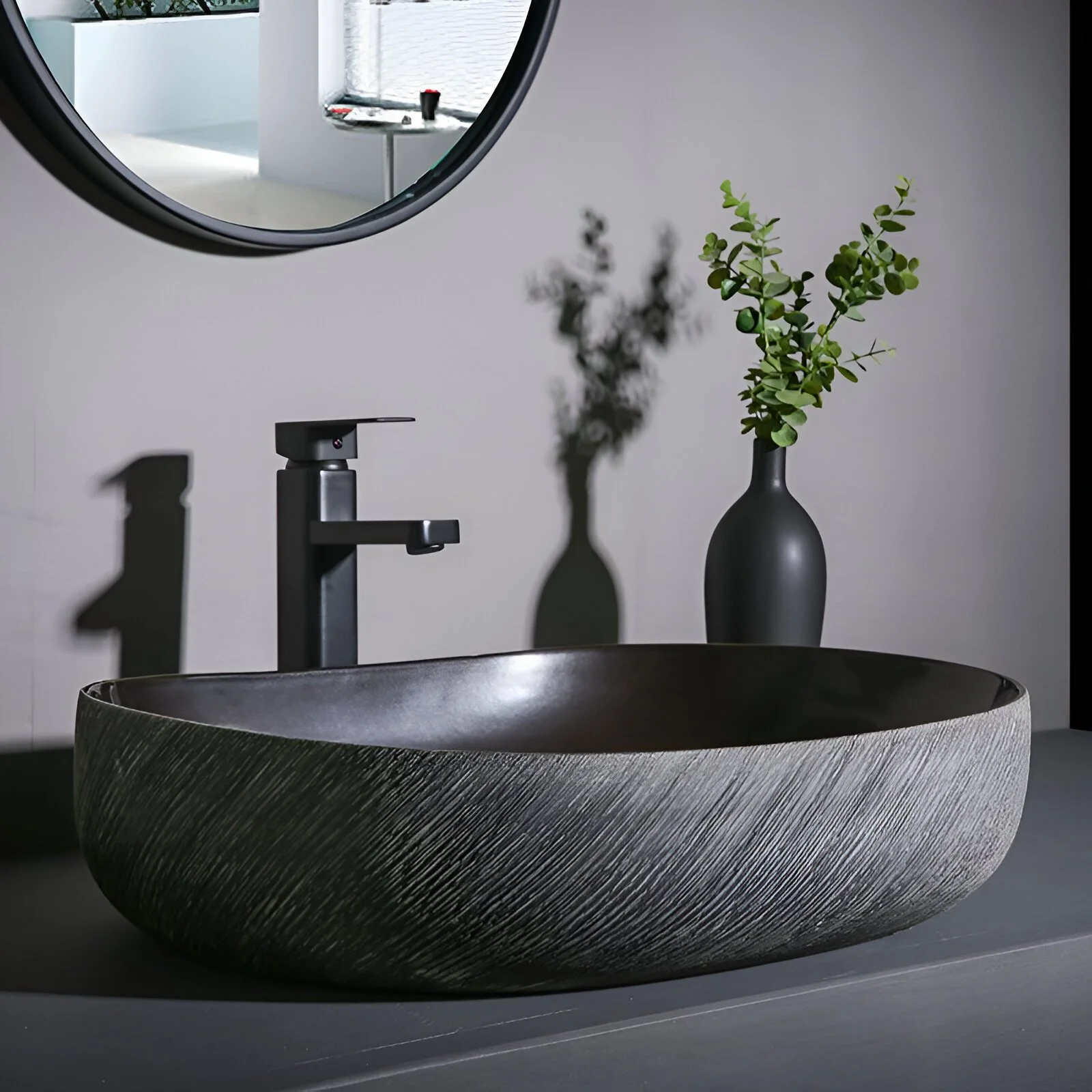 Elegant Ceramic Porcelain Oval Countertop Bathroom Sink Art Basin Vanity Bowl