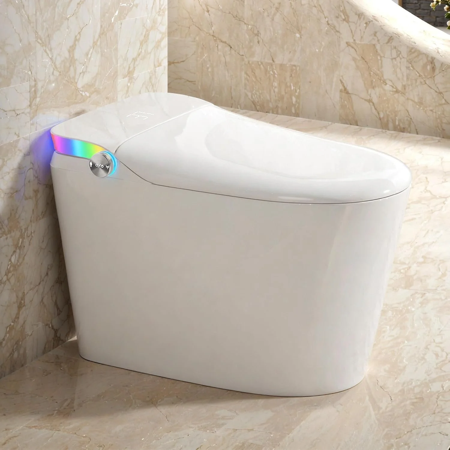 Smart One-Piece Bidet Toilet with Heated Seat and Foot Sensor