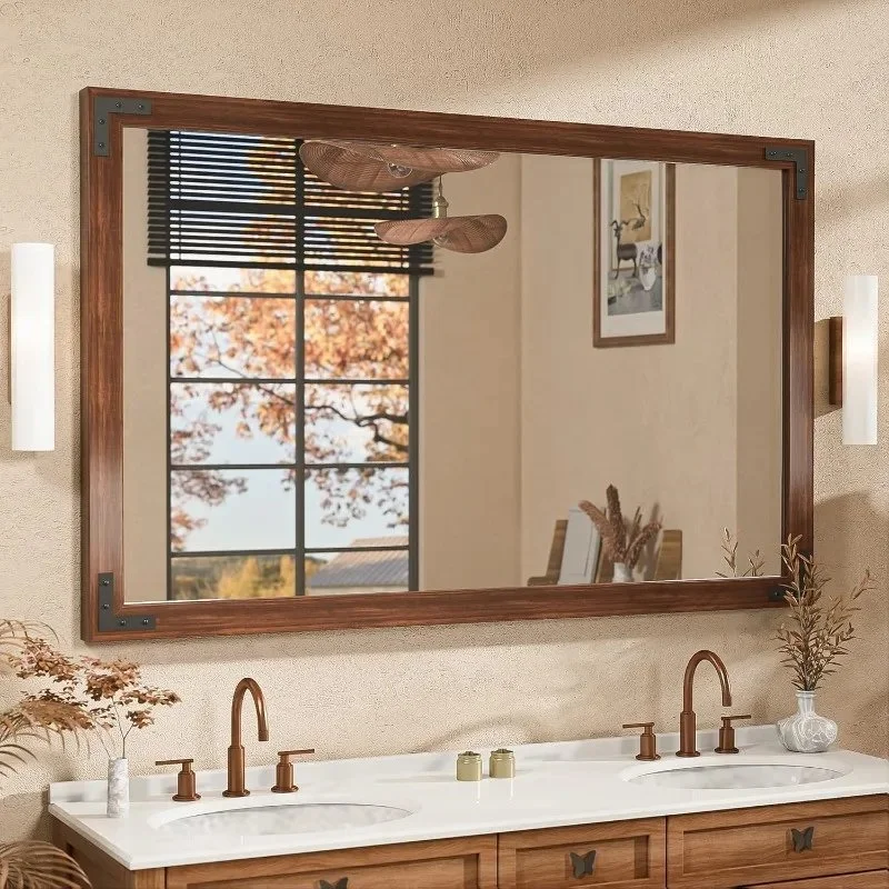 Rustic Black Wooden Framed Wall Mirror