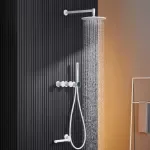 Luxury White Wall-Mounted Brass Shower System with 2 Handles and 3 Functions
