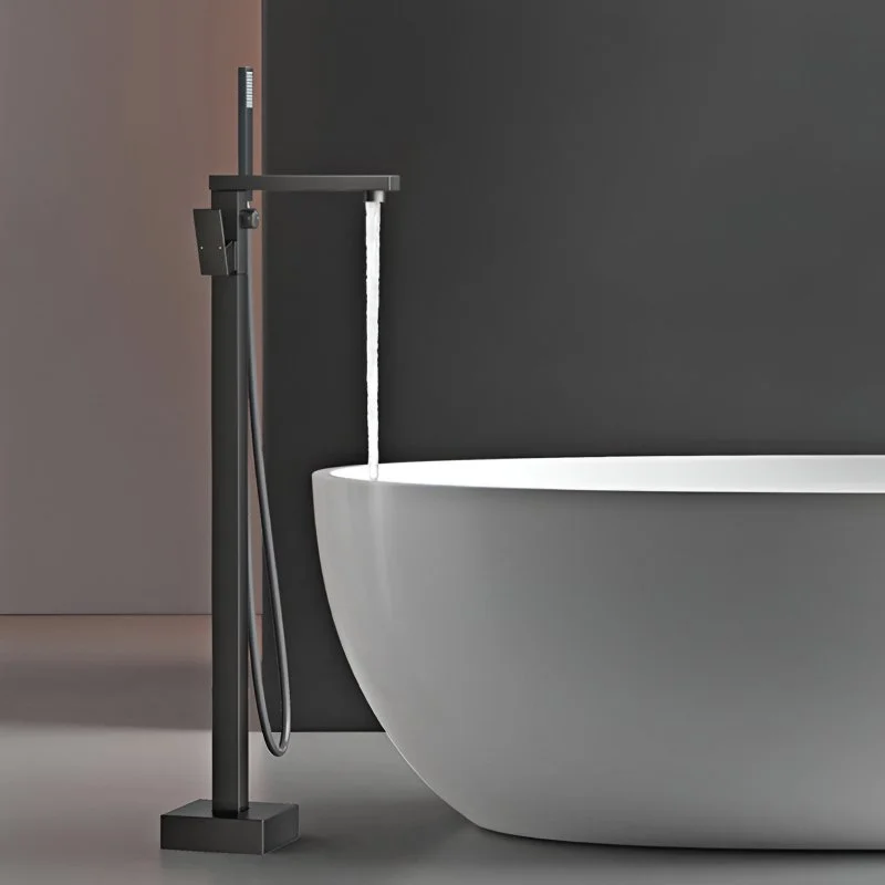Luxury Black Brass Freestanding Bathroom Faucet with Hot and Cold Mixer