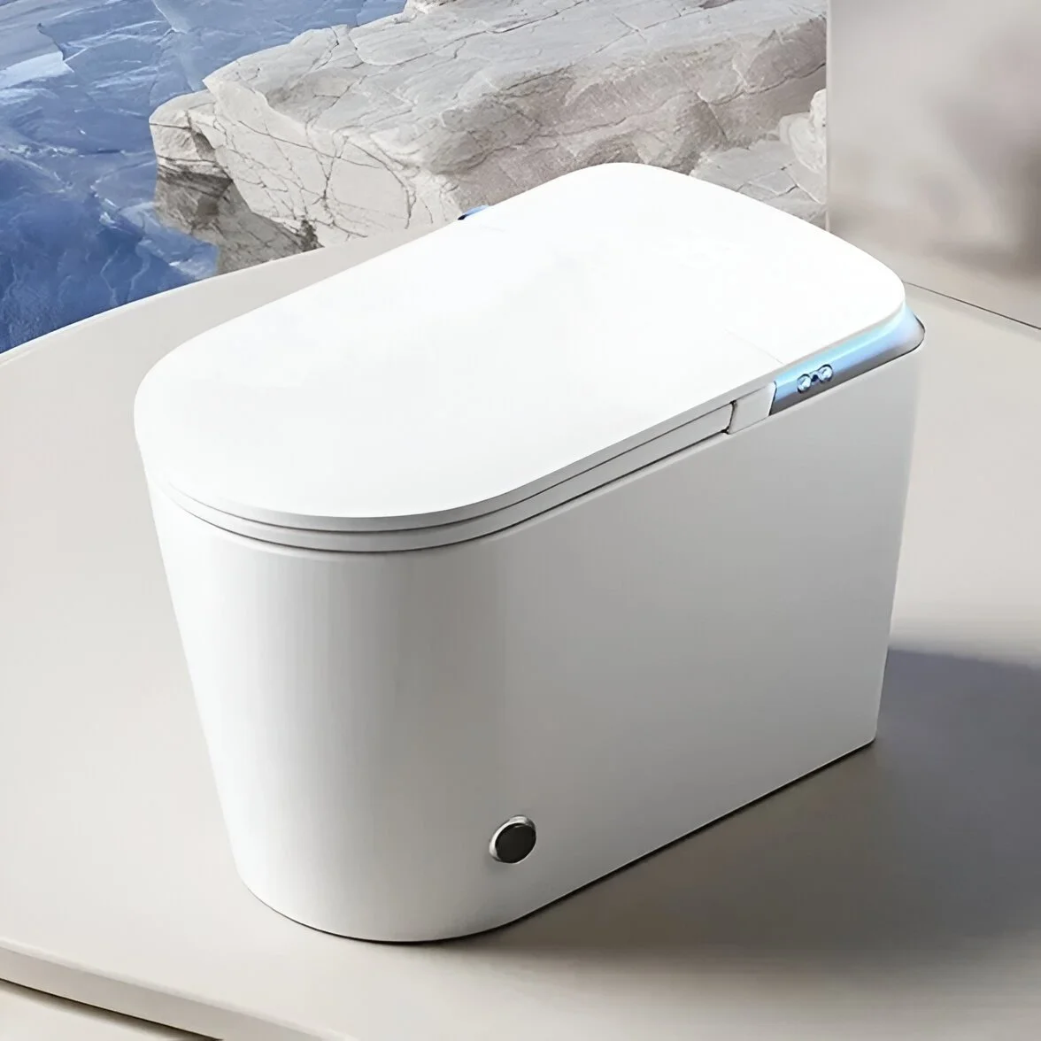 Smart White Floor-Mounted Automatic Ceramic Toilet with Intelligent Features