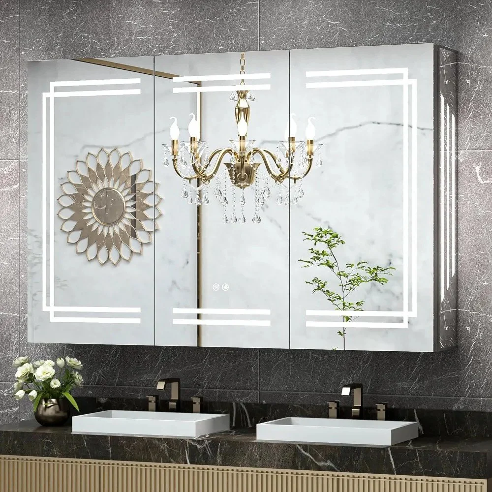 48x32 in LED Lighted Bathroom Medicine Cabinet with Anti-Fog and Adjustable Storage